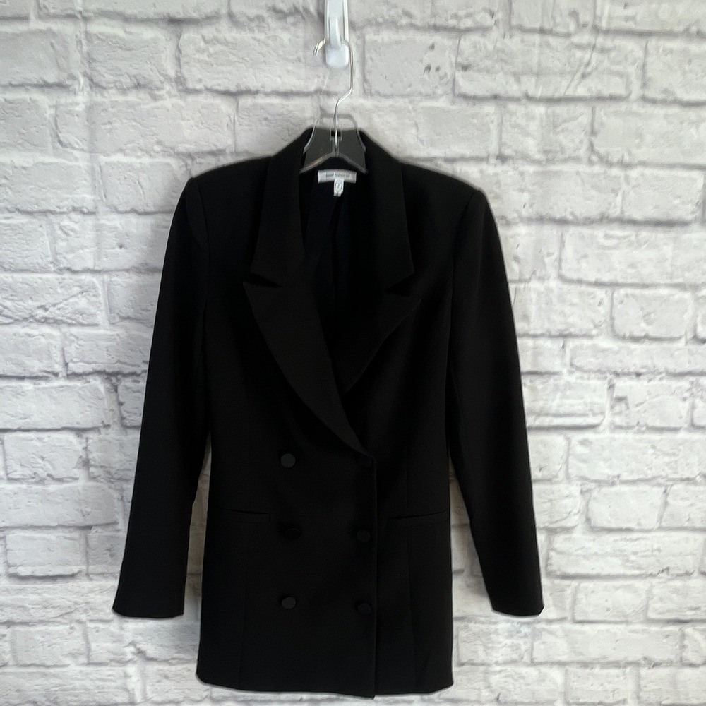GOOD AMERICAN Women's Black Double-Breasted Soft Stretch Sculpted Blazer Size 0 - Picture 9 of 9
